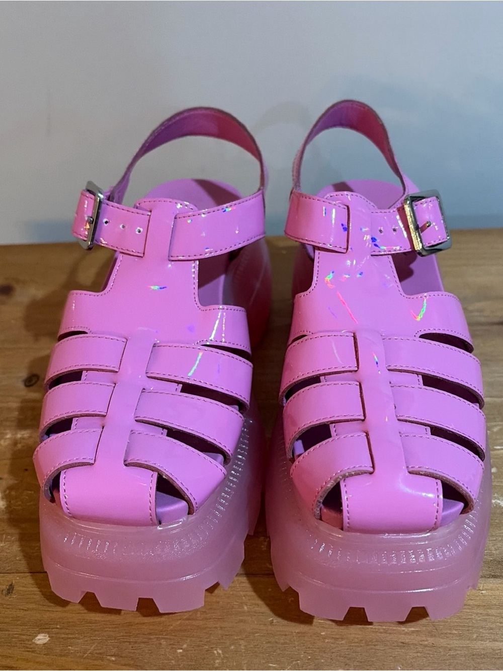 Katy Perry Women's Geli Combat Fisherman Buckle Sandal Pink Size 5 - Picture 2 of 9
